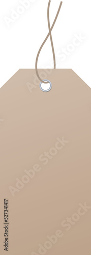 Brown tag template. Blank cardboard label on string
