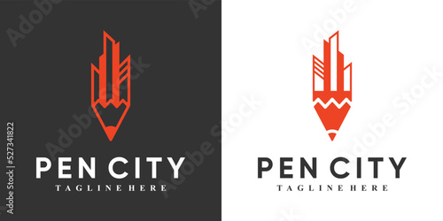 Pencil logo design with creative concept Premium Vector