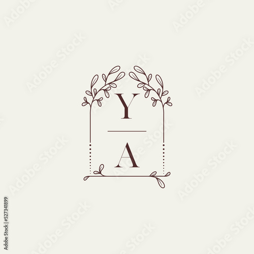 YA old window shape wedding initial logo