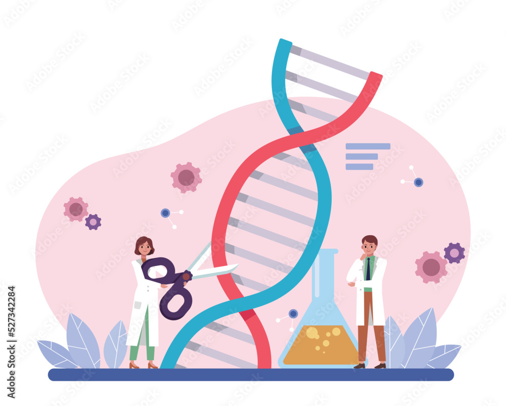 scissors concept illustration. CRISPR Cas9. Scientists