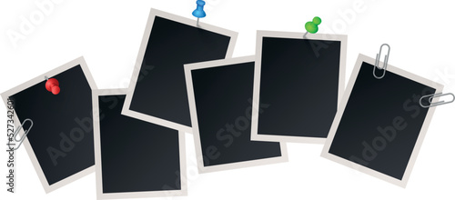 Realistic photo cards with clips. Memory picture template