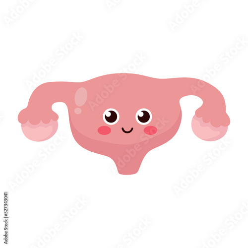 cute and funny Human uterus anatomy icon. flat cartoon characters style. bright and cute