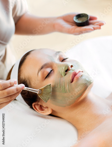 A woman receives a facial at a spa in Cambodia.  Siem Reap, Cambodia.