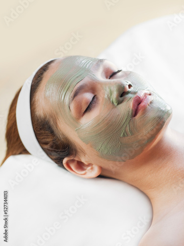 A woman receives a facial at a spa in Cambodia. Siem Reap, Cambodia.