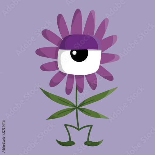 One eyed scary flower, Halloween illustration