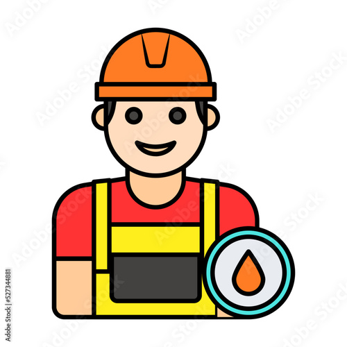 oilman Avatar Concept, Industrial Plant Manager Vector color Icon Design, crude oil and natural  Liquid Gas Symbol, Petroleum  and gasoline Sign, power and energy market stock illustration