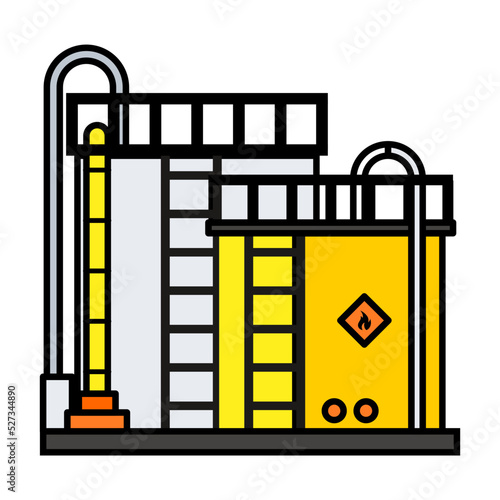 gaseous silo Storage Tanks Concept, Pair of Cylinder Fuel Tanker with Stairs Vector Icon Design, Oil and Gas industry Symbol, Petroleum  and gasoline Sign, Service and supply stock illustration 