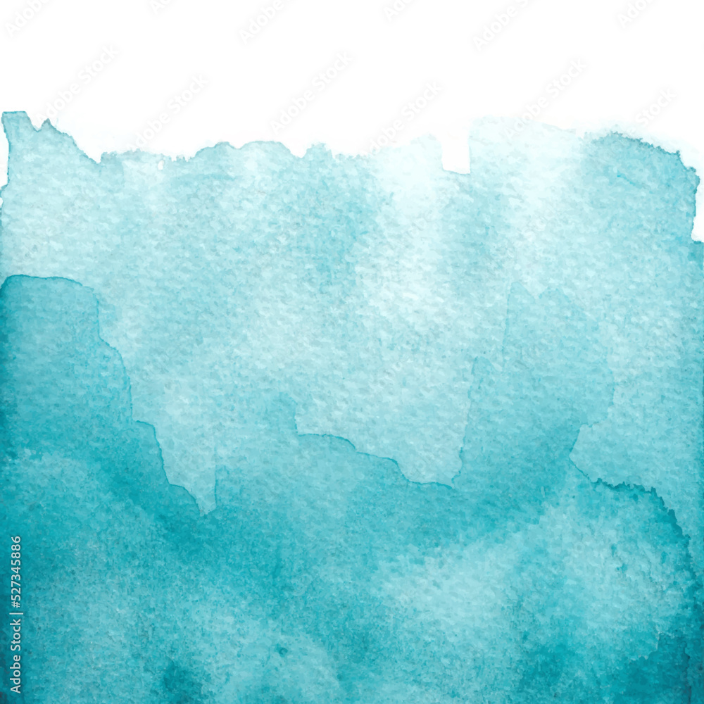 Square hand drawn watercolor wash vibrant blue teal background