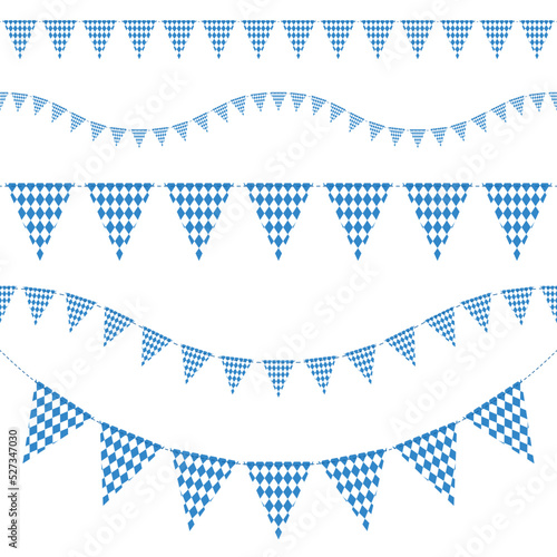 Set Girlanden Oktoberfest Nahtlos Rautenmuster Blau