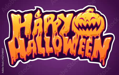 Happy Halloween Text Banner, Vector