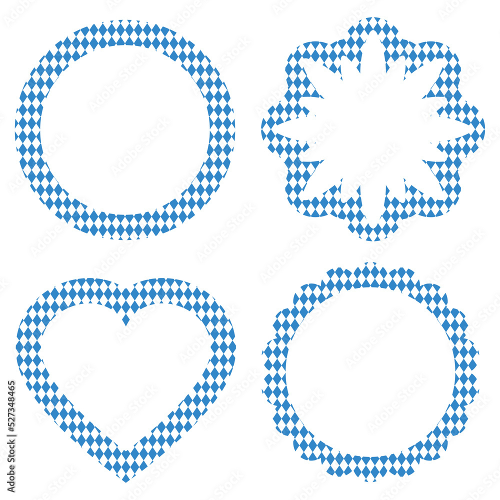 Etiketten Oktoberfest Verschiedene Formen Muster Weiß/Blau Etiketten Oktoberfest Verschiedene Formen Muster Weiß/Blau