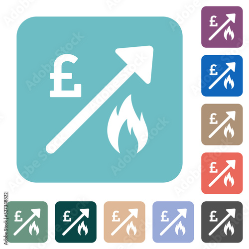 Rising gas energy english Pound prices rounded square flat icons