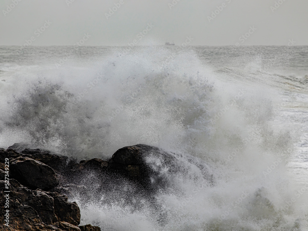 Big stormy sea wave splash
