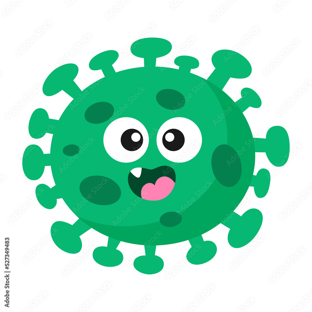 Cartoon coronavirus emoji with evil smile icon Cartoon coronavirus emoji with evil smile icon