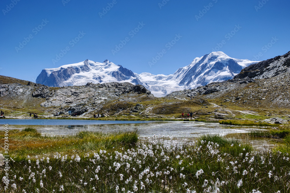 Riffelsee mit Nordend, Dufourspitze und Liskamm im Hintergrund