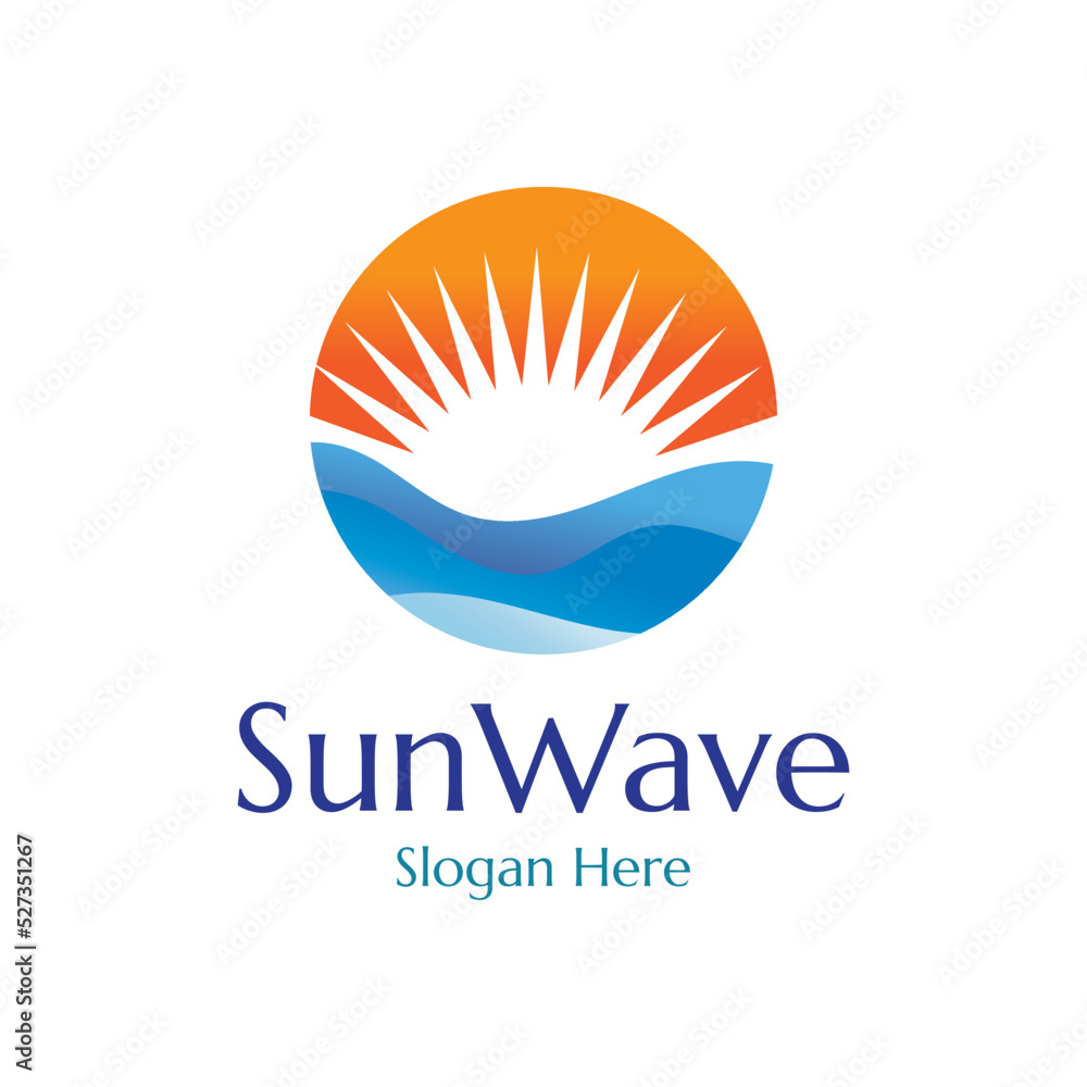 sun and waves illustration design vector template