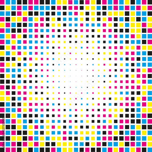 CMYK Colours Square Shapes Halftone Pattern