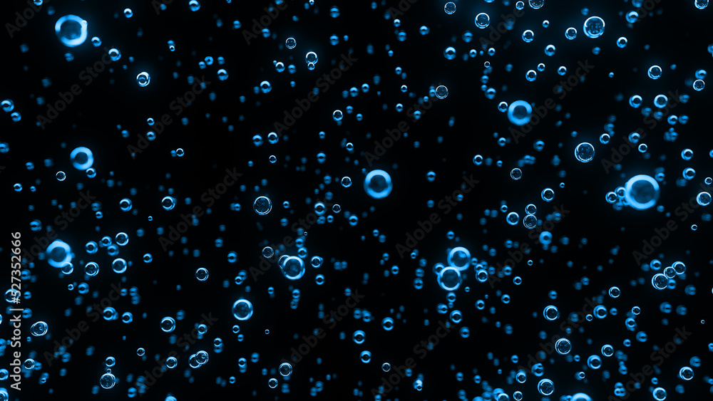 Underwater bubbles. Abstract blue bubble background. Distribution of bubbles. Nice 3d spheres with reflection. Macro shot of various air bubbles in water. 3D rendering Underwater bubbles. Abstract blue bubble background. Distribution of bubbles. Nice 3d spheres with reflection. Macro shot of various air bubbles in water. 3D rendering