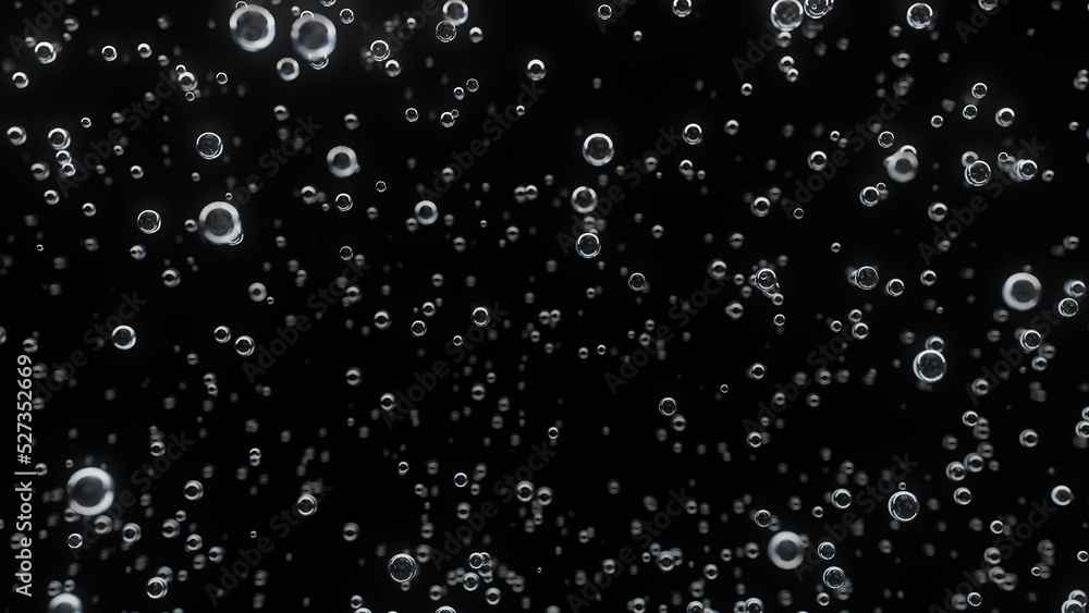 Underwater bubbles. Abstract black and white bubble background. Distribution of bubbles. Nice 3d spheres with reflection. Macro shot of various air bubbles in water. 3D rendering Underwater bubbles. Abstract black and white bubble background. Distribution of bubbles. Nice 3d spheres with reflection. Macro shot of various air bubbles in water. 3D rendering