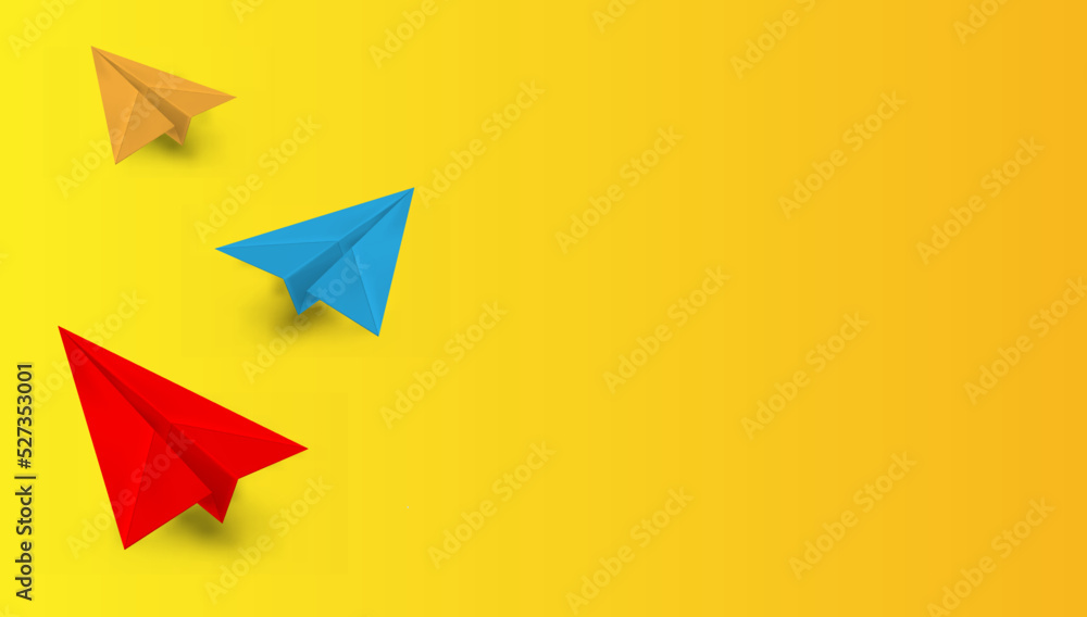 Origami paper folded toy plane, 3d realistic Origami paper folded toy plane, 3d realistic
