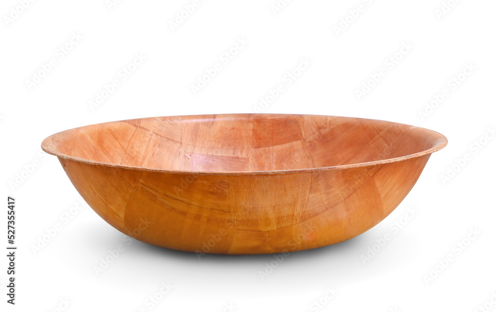 Front view of empty wooden bowl Front view of empty wooden bowl