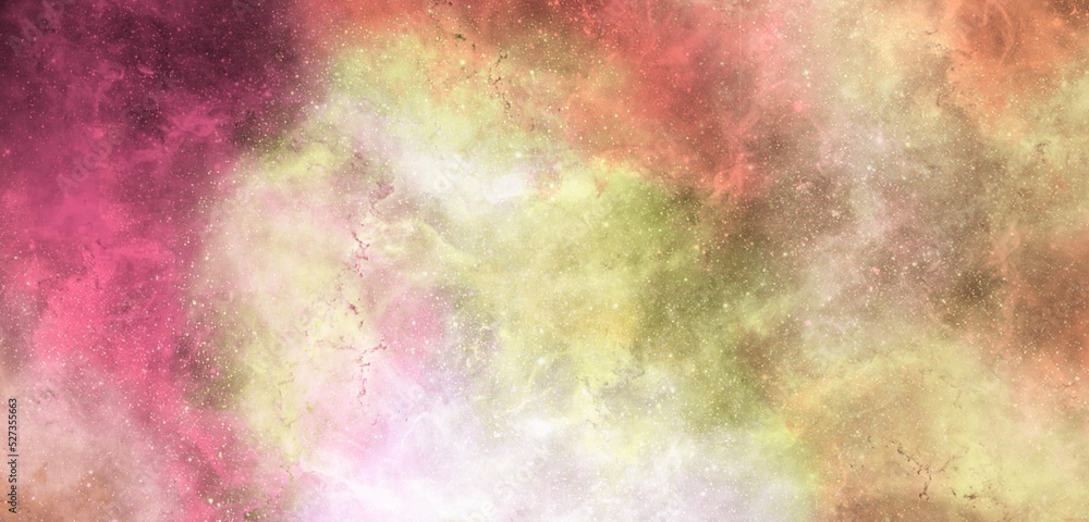 Shades of pink lemon lime galaxy nebula background