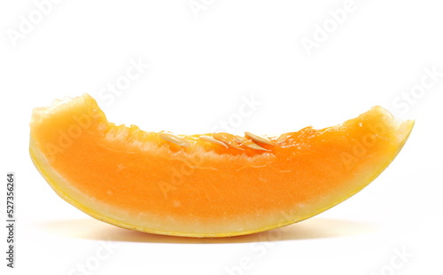 Cantaloupe melon, honeydew slice isolated on white 