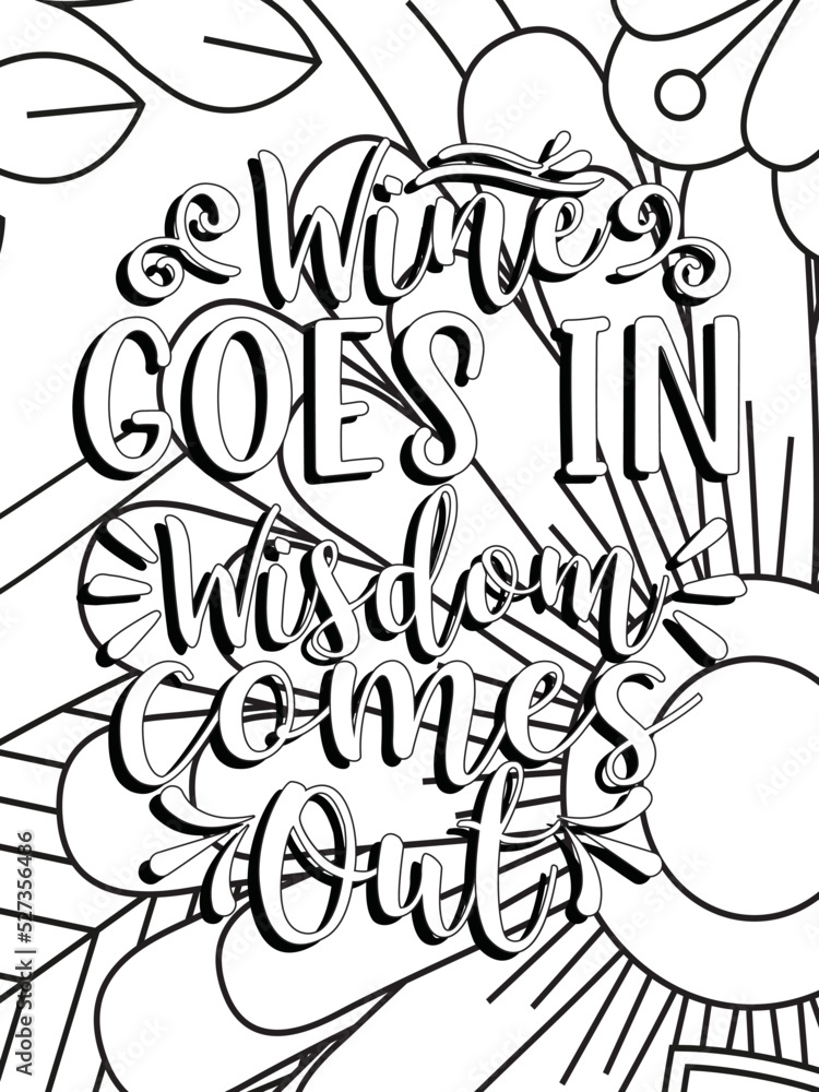 FunnyQuotes Coloring pages. Coloring page for adults and kids. Vector