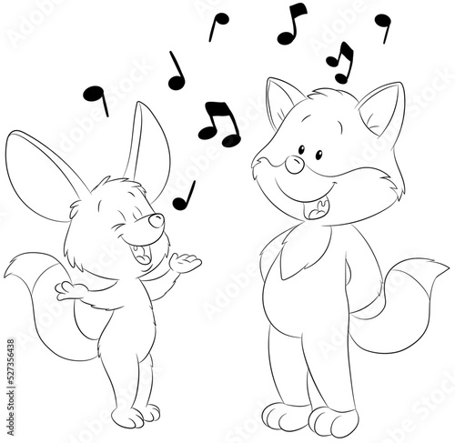 Ein Fuchs und ein Wüstenfuchs singen gemeinsam