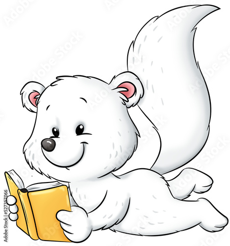 Ein niedlicher lesender Polarfuchs
