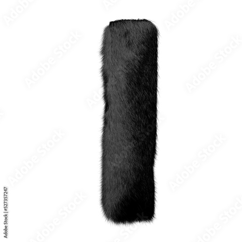 Black mink fur symbol. letter i
