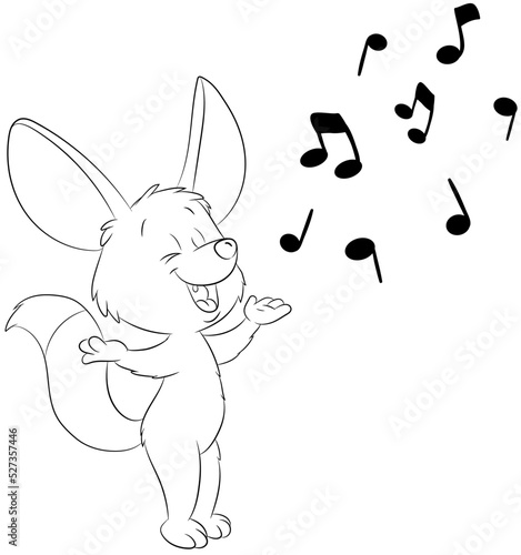 Ein niedlicher Wüstenfuchs singt ein Lied