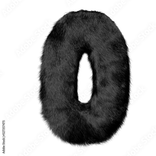 Black mink fur symbol. letter o