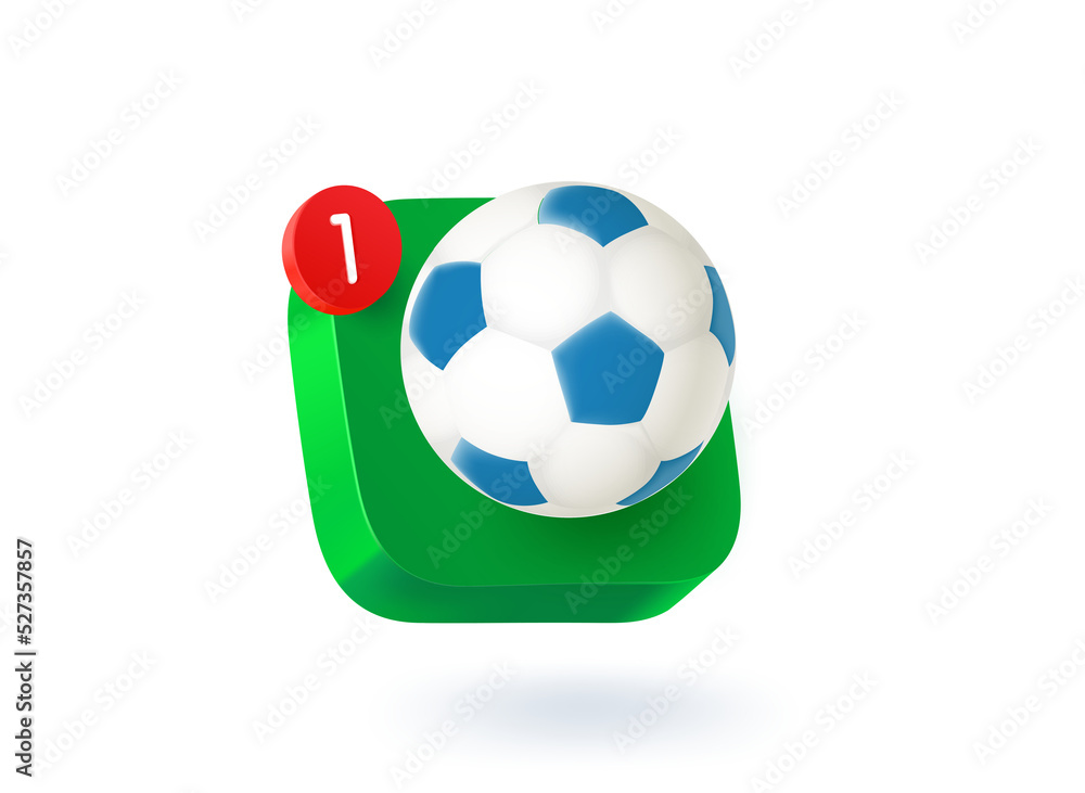 Obraz premium Soccer. 3d vector mobile application icon