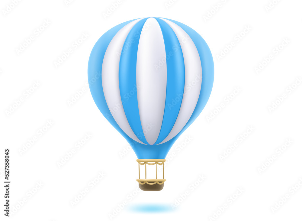 Blue and white air balloon icon on blue background. Blue and white air balloon icon on blue background.