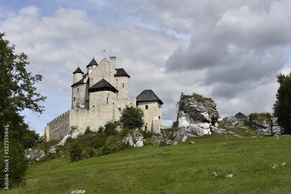 Great white Bobolice Castle in Poland