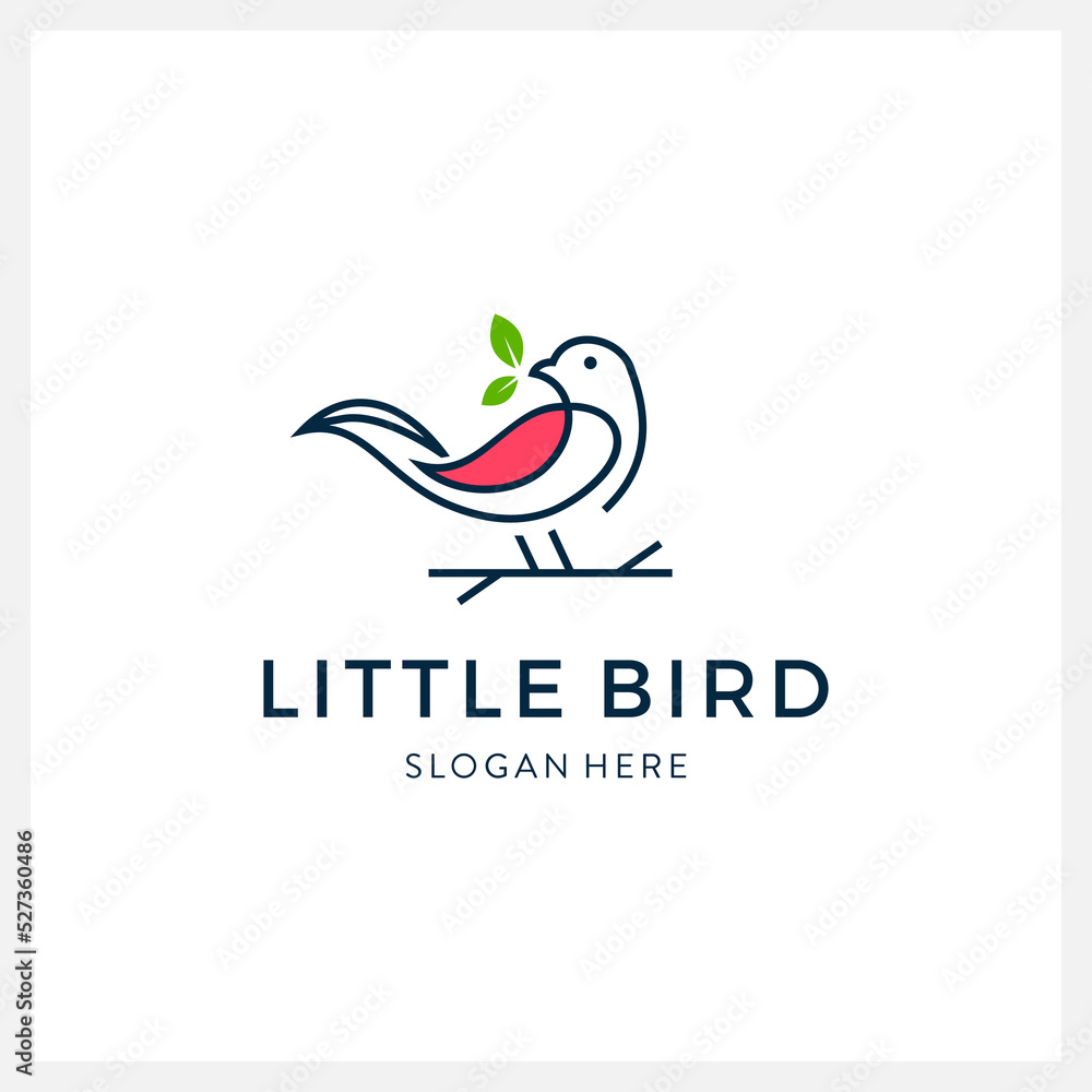 Fototapeta premium Bird logo vector line art design template luxury modern minimalist and feminine for business