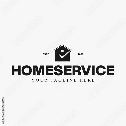 House with check mark vintage logo