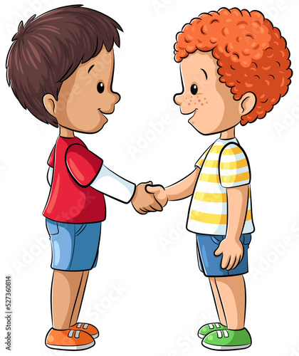 Zwei Kinder schütteln sich die Hände - Vektor Illustration