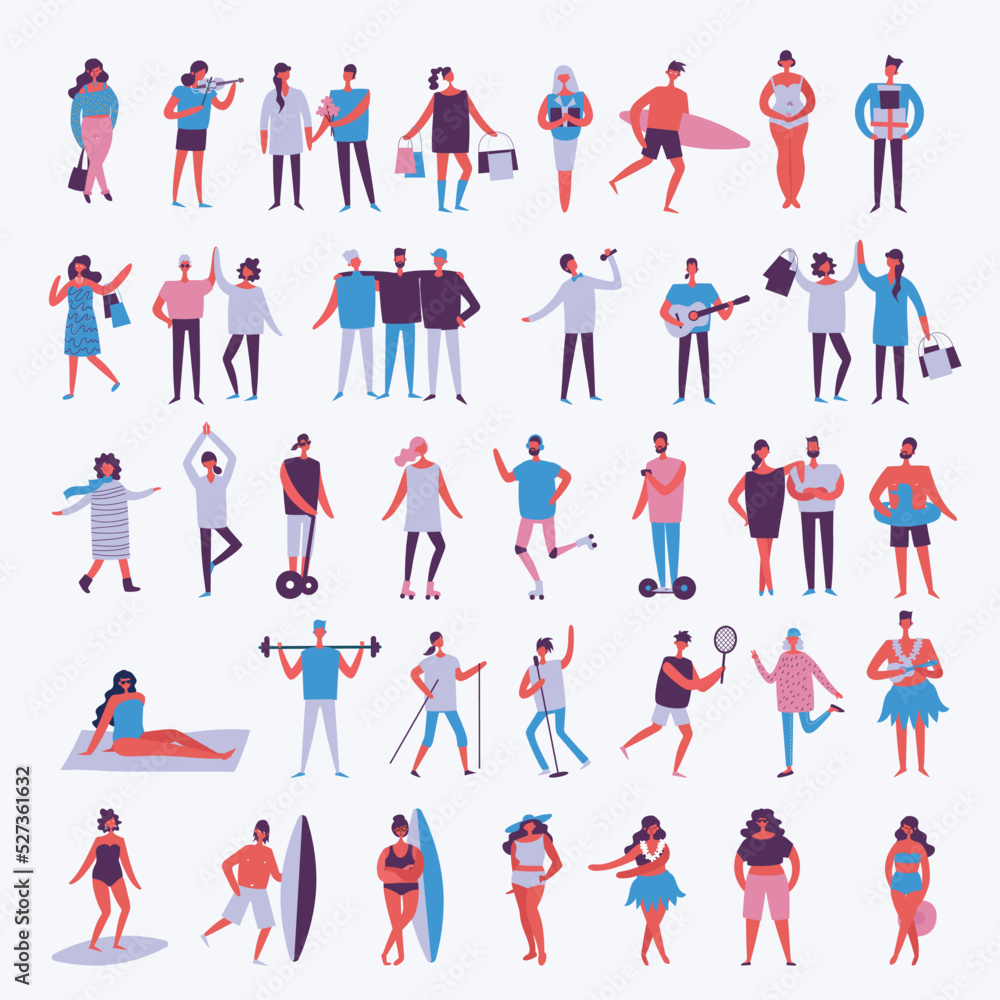 Set of vector illustrations of different activities people