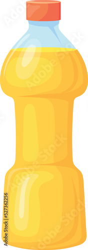 Plastic bottle with oil. Healthy nutrition cartoon icon