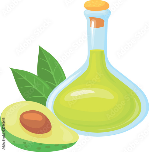 Avocado oil icon. Cartoon natural fresh vegetable
