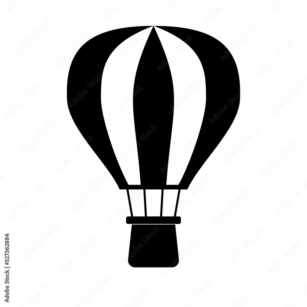 Naklejka premium Balloon vector graphic. Black and white balloon ride.