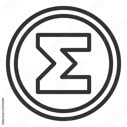 Sigma, sum in a round sign - icon, illustration on white background, outline style