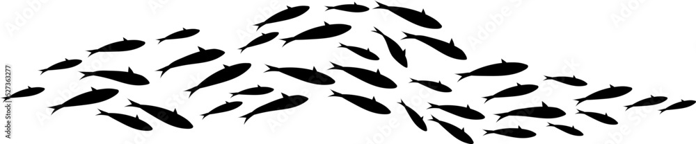 Fish group swim curve. Underwater school icon Fish group swim curve. Underwater school icon