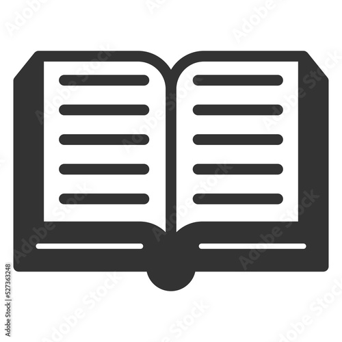Open book with text - icon, illustration on white background, glyph style