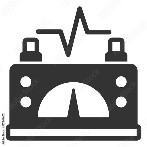 Galvanometer, the study of electric current - icon, illustration on white background, glyph style