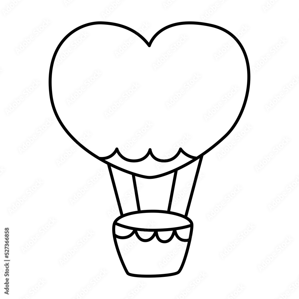 Air balloon with heart circle icon line Air balloon with heart circle icon line
