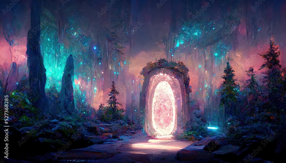 Raster illustration of portal in extraordinary magical world. Element of  ice, flame, water, earth, sorcerers, witch, teleportation, Magic realism,  science fiction, portal to another world. 3D artwork Stock Illustration |  Adobe Stock
