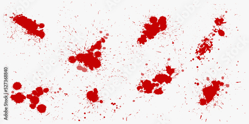 Blood or paint drip splatters vector mark splash spot red stain blot patch liquid texture drop grunge abstract dirty mark illustration